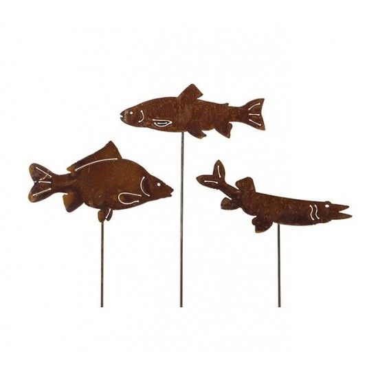 Start Gartenstecker 3er Set - Hecht - Karpfen - Forelle Höhe 55 cm 