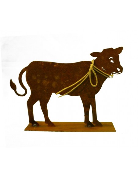 Deko Kalb aus Edelrost mit Strick 