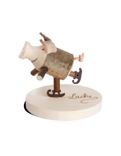 Glücksschwein Holzdeko Schweinchen Trudie - Schlittschuhläufer Motiv Lache 