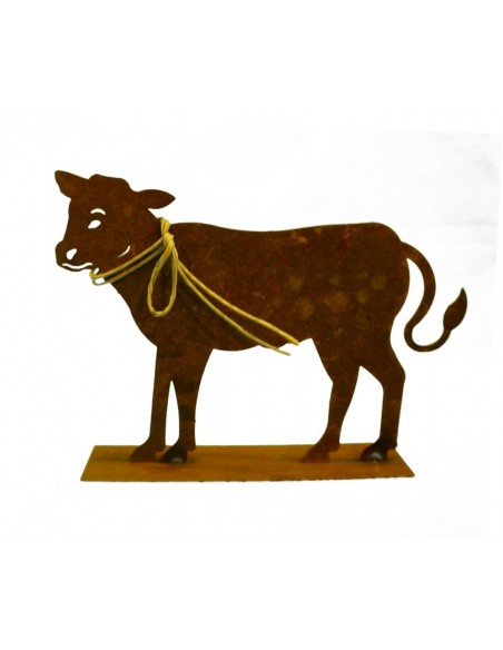 Deko Kalb aus Edelrost mit Strick 