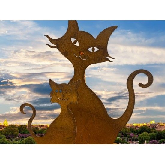 Deko Katzen und Mäuse Figur Katzenfamilie - 30 cm hoch - Katzenmutter mit Katzenkind 
wie eien ägyptische Katze schaut die Mama