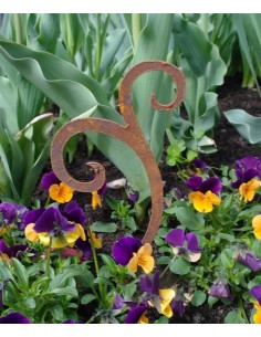 Edelrost Ornament Gartenstecker Swirl Höhe 30 cm Beetstecker 2