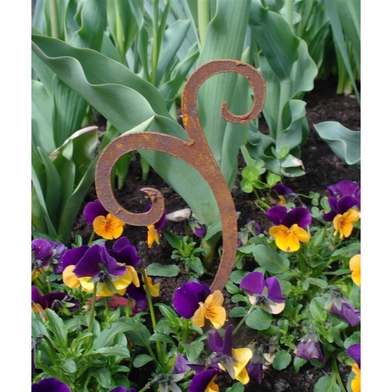 Edelrost Ornament Gartenstecker Swirl Höhe 30 cm Beetstecker