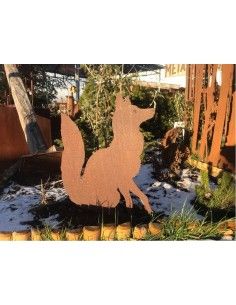 Sitzender Fuchs auf Platte 60 cm 2