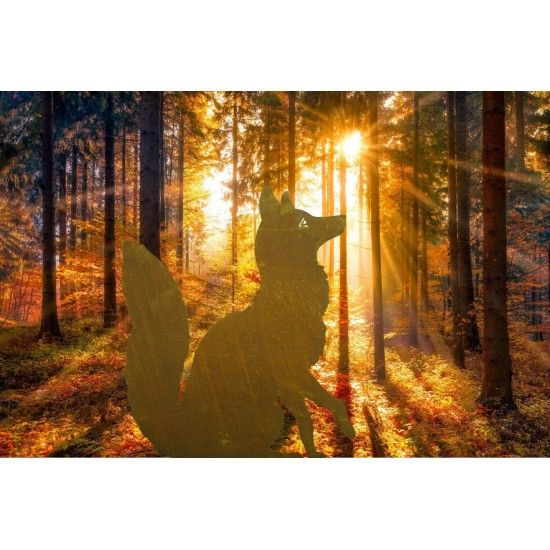 Fuchs und Wolf Sitzender Fuchs auf Platte 60 cm Dekorativer Edelrost-Fuchs, sitzend auf Platte
Höhe: 60 cm
Breite: 48 cm