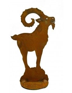 Start Deko Steinbock auf Fels - Höhe 20 cm Edelrost Steinbock auf Fels -  Alpine Deko