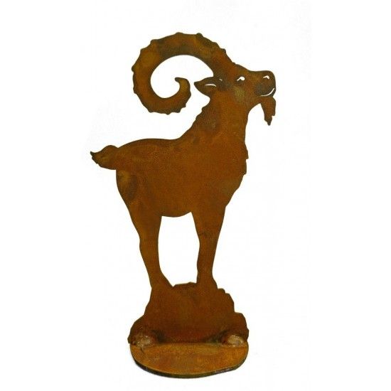 Start Deko Steinbock auf Fels - Höhe 20 cm Edelrost Steinbock auf Fels -  Alpine Deko