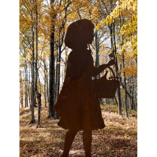 Kinder Rotkäppchen Kinderfigur für den Garten 120 cm hoch 
Höhe ca. 120 cm
aus 2 mm Stahl
