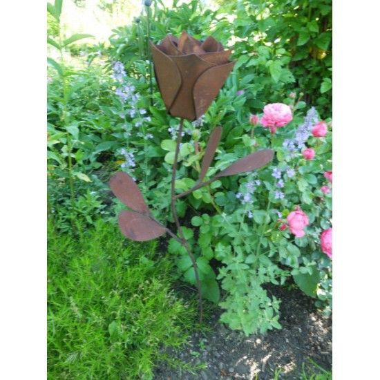 Start Rose Gartenstecker - 90 cm hoch 
Voll blühende Edelrost Rose mit 4 Blätter
Länge 90 cm
zum Stecken
