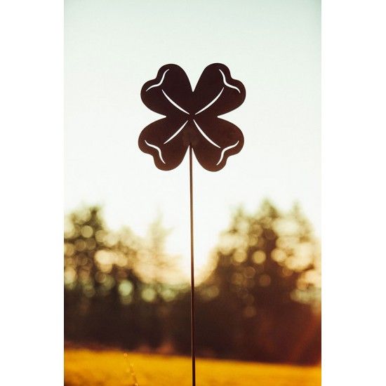 Gartenstecker Kleeblatt aus Edelrost - Gesamthöhe 130 cm