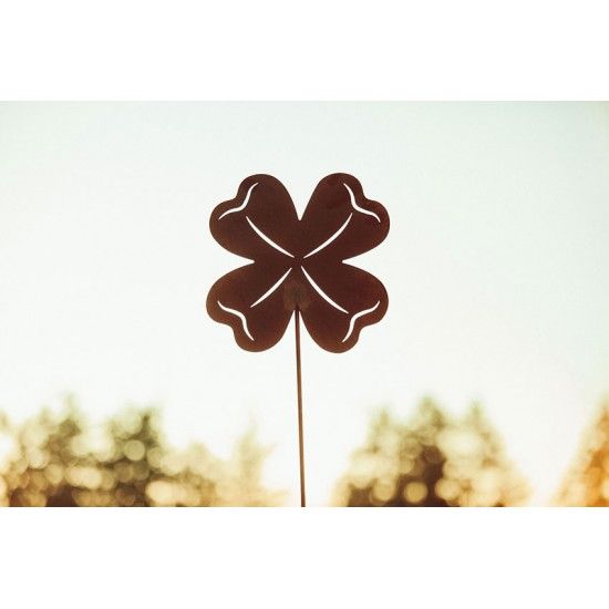 Gartenstecker Kleeblatt aus Edelrost - Gesamthöhe 130 cm