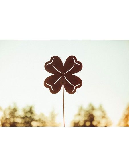 Gartenstecker Kleeblatt aus Edelrost - Gesamthöhe 130 cm