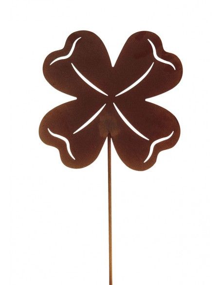 Gartenstecker Kleeblatt aus Edelrost - Gesamthöhe 130 cm