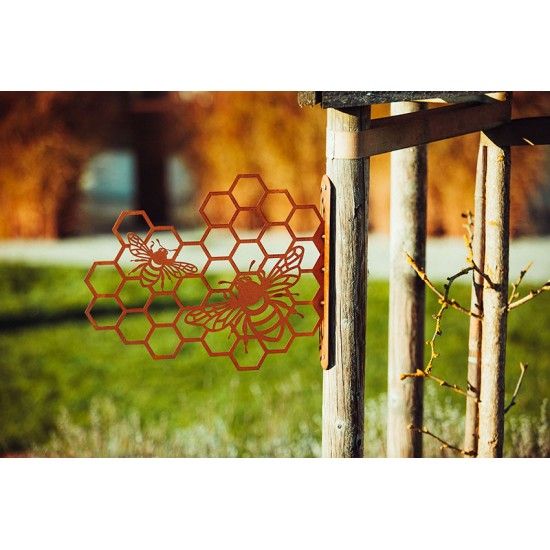 Bienenwabe zum Hängen aus Metall - Breite 44 cm