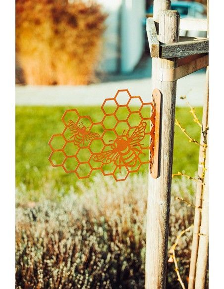 Bienenwabe zum Hängen aus Metall - Breite 44 cm