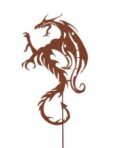 Metall Gartenstecker - Mystischer Drache - Höhe 42 cm