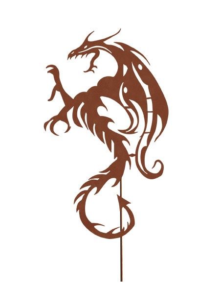 Metall Gartenstecker - Mystischer Drache - Höhe 42 cm