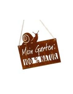 Start Edelrost Schild "Mein Garten 100 % Natur mit einer Schnecke - Höhe 27 cm Edelrost Schild "Mein Garten 100 % Natur mit eine