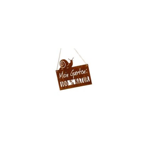 Start Edelrost Schild "Mein Garten 100 % Natur mit einer Schnecke - Höhe 27 cm Edelrost Schild "Mein Garten 100 % Natur mit eine