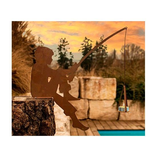 Metall Angler als Kantenhocker - zum Anschrauben - Höhe 40 cm