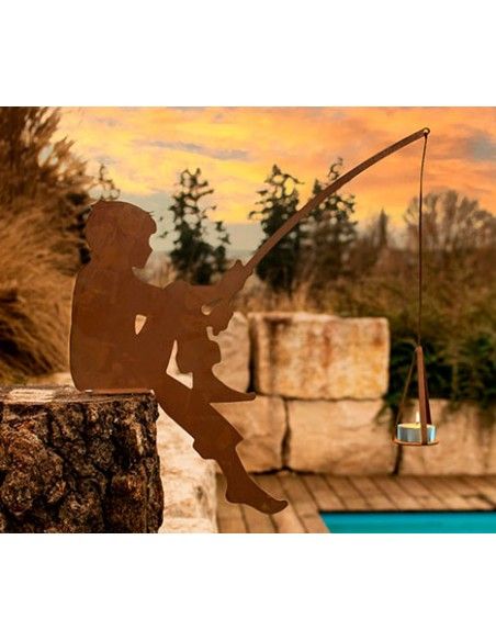 Metall Angler als Kantenhocker - zum Anschrauben - Höhe 40 cm