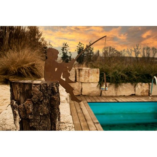 Metall Angler als Kantenhocker - zum Anschrauben - Höhe 40 cm