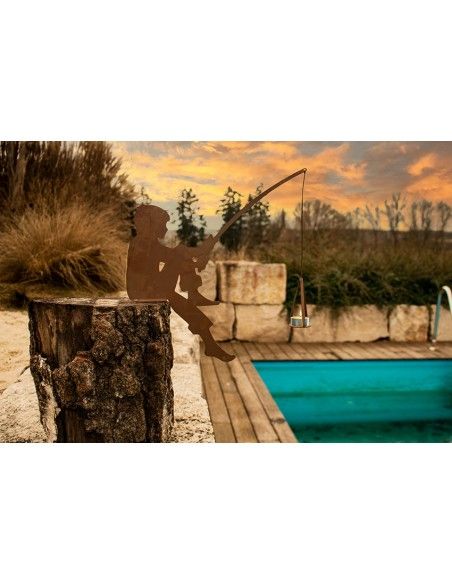 Metall Angler als Kantenhocker - zum Anschrauben - Höhe 40 cm