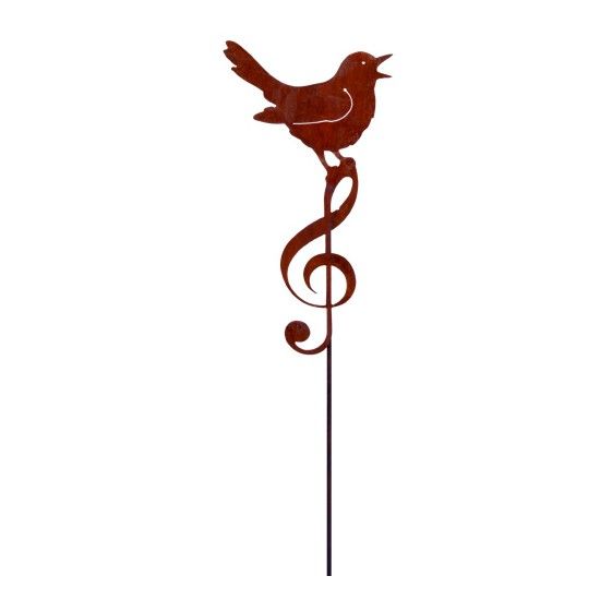 Vogel Deko Singende Amsel auf Notenschlüssel als Gartenstecker - Höhe 130 cm Singende Amsel auf einem Notenschlüssel als Gartens