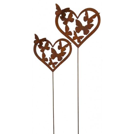 Gartenstecker Schmetterlinge im Herz als Gartenstecker - Breite 42 cm 3D Schmetterlinge in einem Herz als Gartenstecker.

Höhe