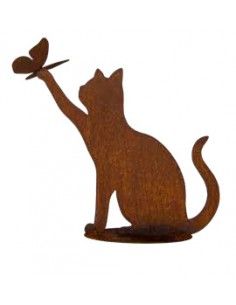 28 cm Rost Dekoration Garten Blech Deko Edelrost Katze Pfote leckend ca 