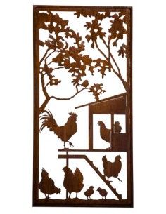Sichtschutzwände und Paravents Sichtschutzwand Hühner - Huhn auf der Treppe - Höhe 200x200 cm Sichtschutzwand "Hühner" mit einem