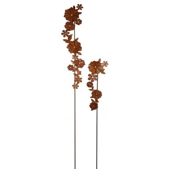 Blumen und Bäume Blütentraum - Blumenranke 4 Blüten als Gartenstecker - 120 cm hoch Gartenstecker mit Blüten und einem Goldpunkt