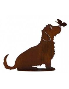 Deko Hunde Rauhaardackel - Toni - mit Schmetterling auf der Nase - sitzend - Höhe 45 cm 
Höhe 45 cm
Breit 55 cm