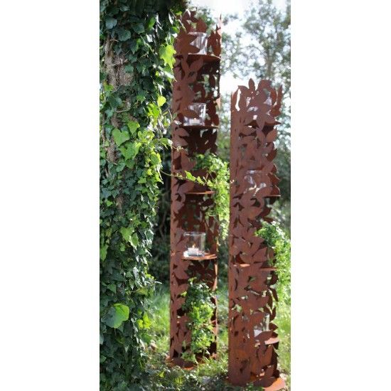 Skulpturen - Rostsäulen und Stelen  Windlichtsäule „Komorebi“ 5 Zwischenböden - Höhe 183 cm 
Höhe 183 cm
mit 5 Zwischenboden
