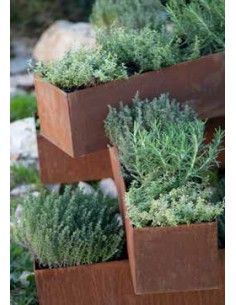 Blumentöpfe - Pflanztöpfe in Edelrost Pflanztopf - Brick -  aus 2mm Stahl mit leicht erhöhtem Boden  - Länge 120 cm 
Höhe 15 cm 2