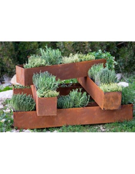 Blumentöpfe - Pflanztöpfe in Edelrost Pflanztopf - Brick -  aus 2mm Stahl mit leicht erhöhtem Boden  - Länge 120 cm 
Höhe 15 cm