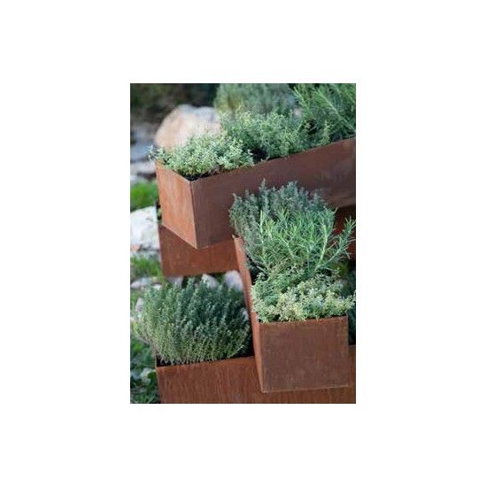 Blumentöpfe - Pflanztöpfe in Edelrost Pflanztopf - Brick -  aus 2mm Stahl mit leicht erhöhtem Boden  - Länge 80 cm 
Höhe 15 cm
