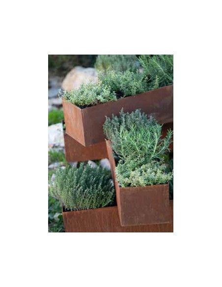 Blumentöpfe - Pflanztöpfe in Edelrost Pflanztopf - Brick -  aus 2mm Stahl mit leicht erhöhtem Boden  - Länge 80 cm 
Höhe 15 cm
