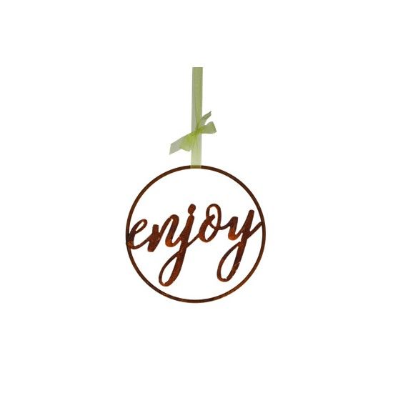 Schriftzüge Edelrost Schriftzug - enjoy - im Ring aus Metall, Ø 30 cm 
Ø 30 cm
Zum Aufhängen oder als Wand-Deko
