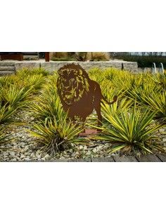 Gartenfigur Löwe - Akira - Höhe 60 cm - Metall mit Edelrost Patina 2
