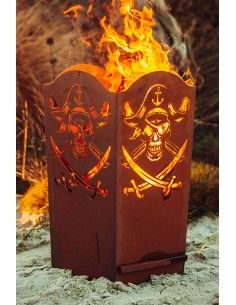 Piraten Feuerkorb aus Edelrost - Höhe 66,5 cm
