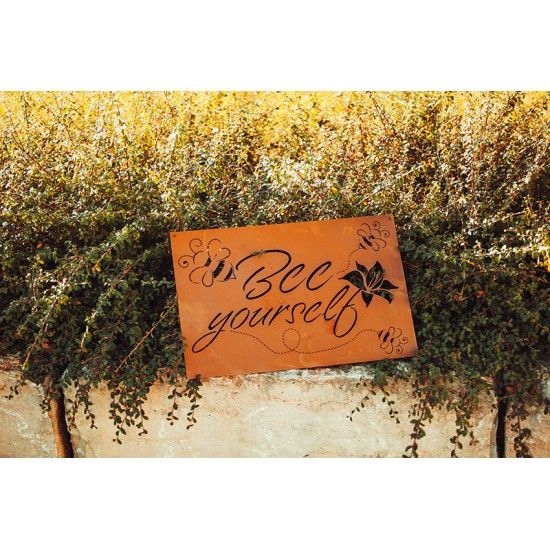 Gedichttafel aus Edelrost - Bee yourself - Breite 60 cm