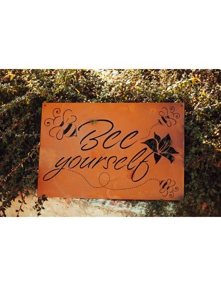 Gedichttafel aus Edelrost - Bee yourself - Breite 60 cm
