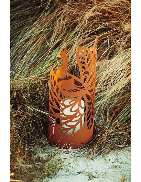 Windlicht Pfau aus Metall - Höhe 50 cm