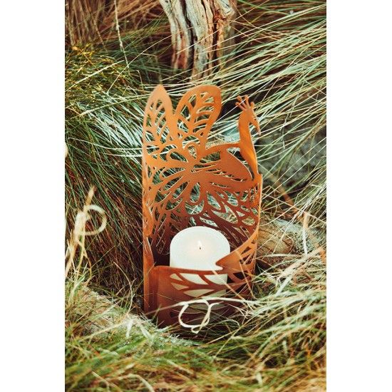 Windlicht Pfau aus Metall - Höhe 50 cm