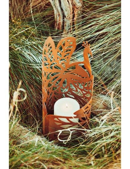 Windlicht Pfau aus Metall - Höhe 50 cm