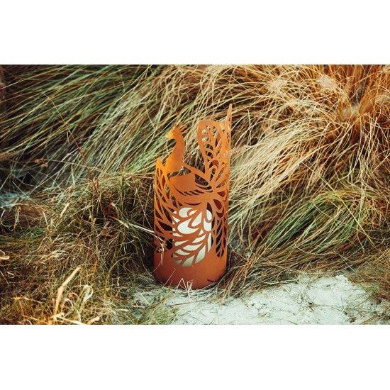 Windlicht Pfau aus Metall - Höhe 50 cm