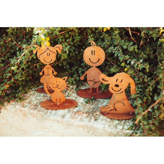 Doodle Familie aus Edelrost - Katze - Höhe 9 cm