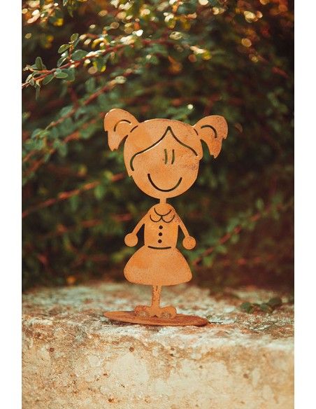 Doodle Familie aus Edelrost - Mädel Sophie - Höhe 19,5 cm