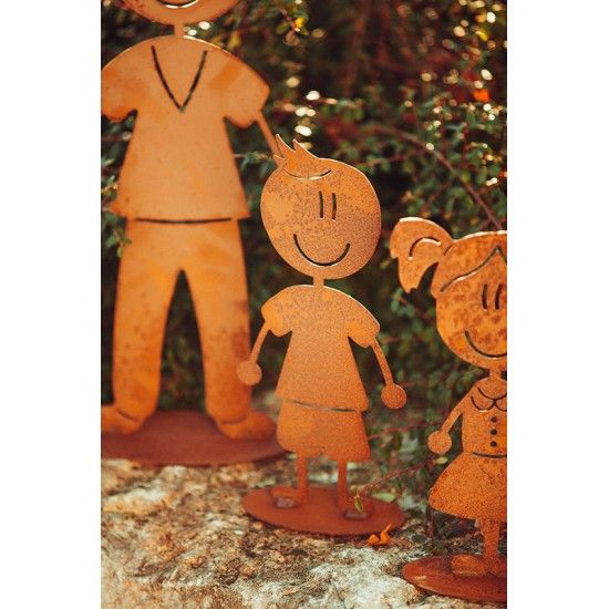 Doodle Familie aus Edelrost - Bub Florian - Höhe 14,5 cm